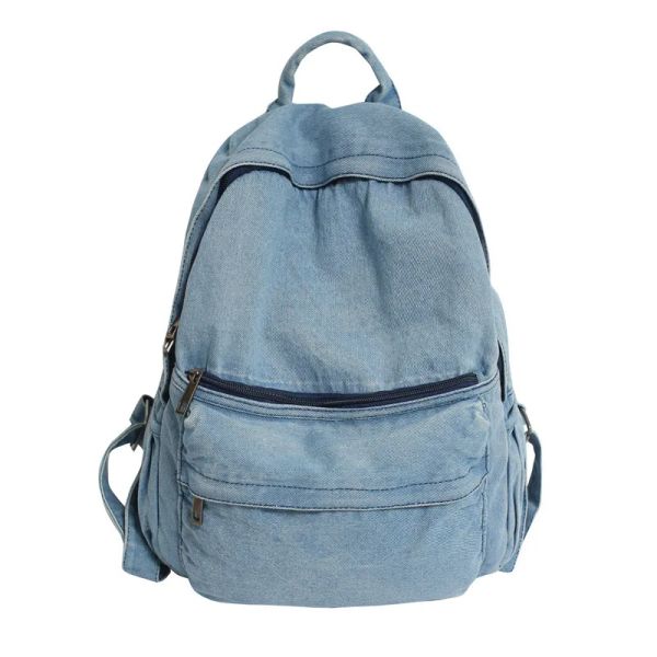 BASS Nuova Fashion Denim Canvas School Borse Girl College Student Women Vintage Backpack Tela Laptop Bag di viaggio Maggiore zaino