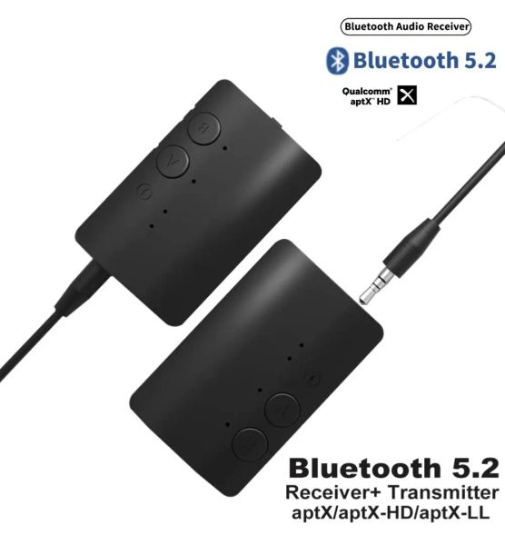 Adattatore 2in1 Bluetooth 5.2 Ricevitore del trasmettitore audio APTX Adaptive/LL/HD 3,5 mm AUX Typec Jack Qualcomm Adattatore wireless a bassa latenza a bassa latenza