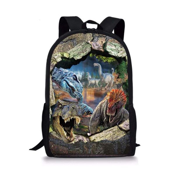 Сумки Cool Dinosaur World 3D -печатный рюкзак для подростков для подростков мальчики девочки Дети Книжная сумка детей Средняя школьная сумка 16 дюймов