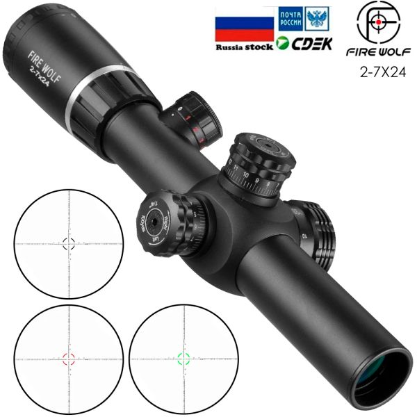 Scopes Fire Wolf 27x24 Taktisches Zielfernrohr -Ablehnung Optikgewehr Scope -Gewehre Jagd 11mm 20mm Reittier Jagdlicht