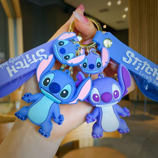 PVC Anime Stitching Car Saco de Decoração de Chave de Toy Cartoon Stitching Character Rubber 3D Keychain