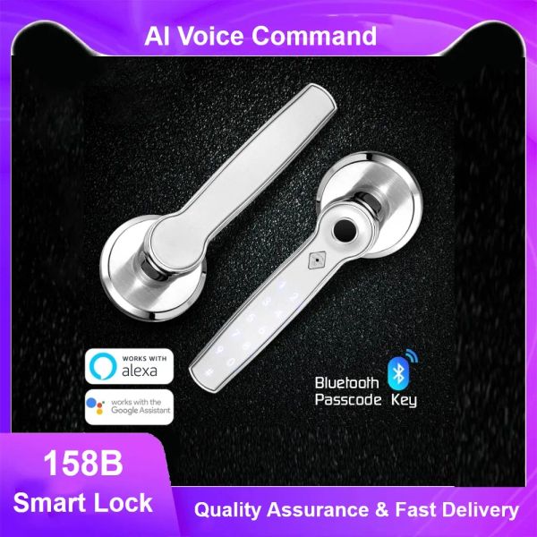 Controle TTLOCK WIFI AI Voice Command Smart Door Lock Bluetooth Imprint Support Alexa Google Assistant Easy Substituição 158b