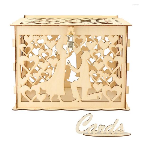 Вечеринка для свадебных открыток с замок деревянной DIY Diy Gired Gorder Holder для приема свадебного душа для детского душа