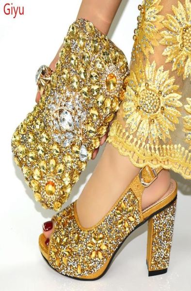 Kleiderschuhe Doershow Italienisch Gold und Taschen, die passende nigerianische passende Tasche Afrikanische Hochzeit Sethjl154527021