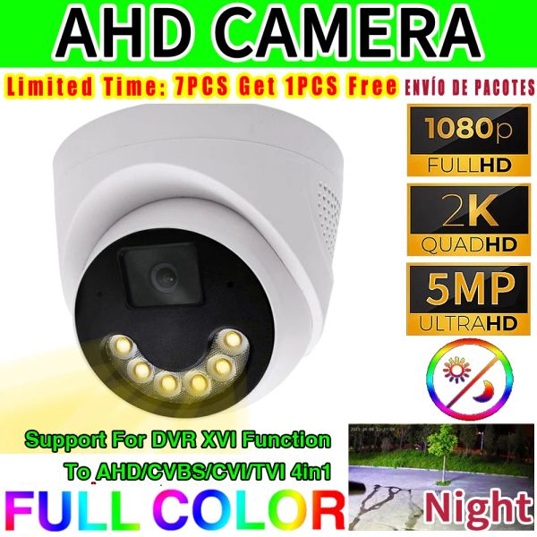 Объектив 5 -мегапикса ENSHAND 6LED HIGHTER MOWER 24H Полноцветный ночной вид CCTV AHD КОМАРАММА КОМАРА ВНУТАЯ 1080P 4K Световидный светодиод H.265 4IN1 для дома