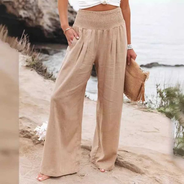 Pantaloni da donna Capris Abbigliamento da donna in vendita a caldo in primavera ed estate Nuova pantaloni a gamba a gamba in tessuto in tessuto di cotone pantaloni da donna con le gambe a gamba y240422