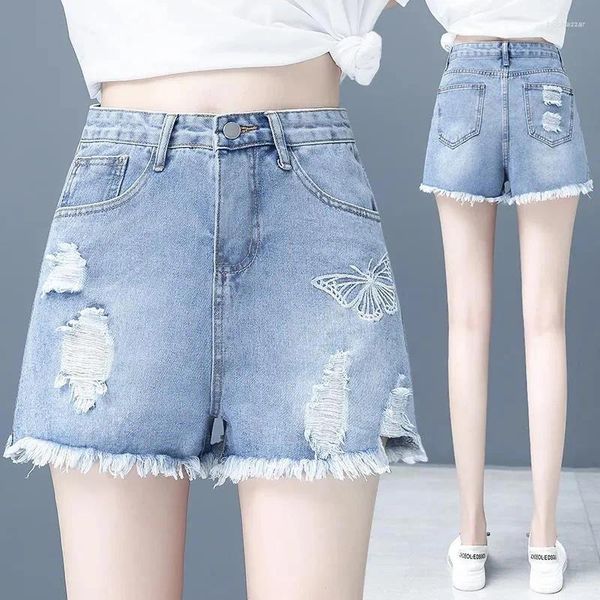 Jeans femininos rasgaram roupas de moda coreana Mulher Summer 2024 Y2K Shorts STREETHEATH STREETHEAY HIGH BUL
