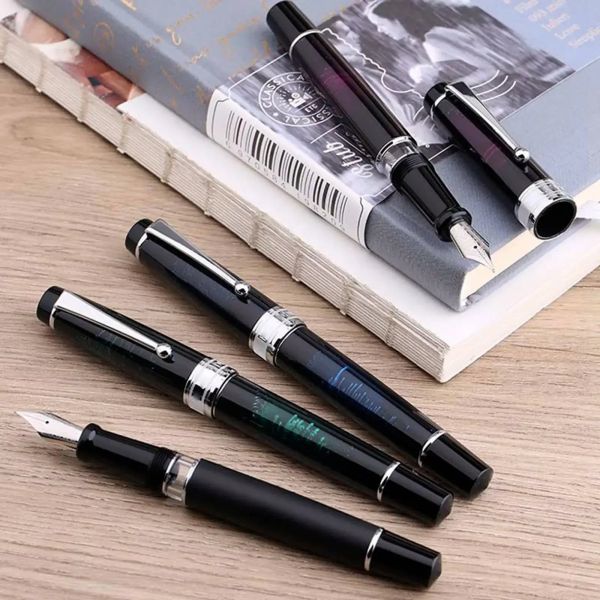 Pens Majohn T5 Fountain Pen Metal Piston Mürekkep Mürekkep Çeşme Kalemi Ekstra İnce Nibs Kaligrafi Uygulama Kalem Öğrencileri Ofis Hediye Pens