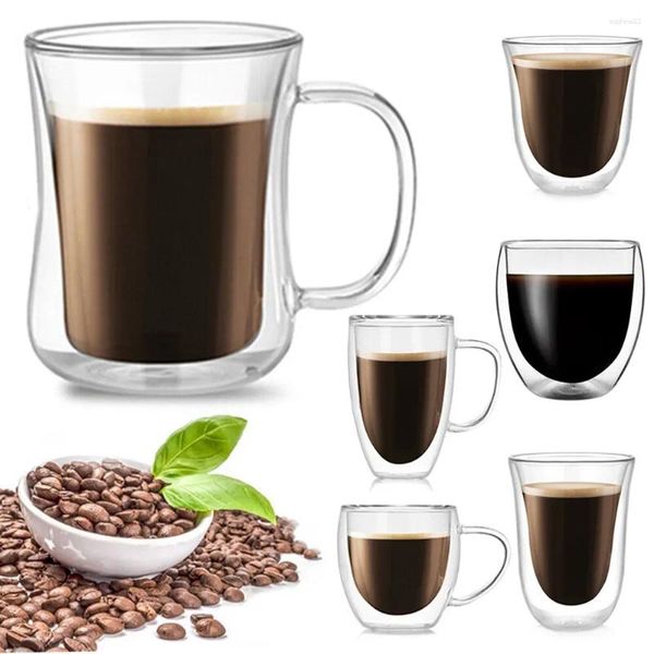 Weingläser Wasserflasche Kaffee Tasse Hitzeresistente Doppelwandglas Bier handgefertigt Milchsaft Getränke Tee Tassen