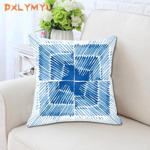 Подушка полиэстер декоративные синие полосы точки квадратные наволочки бросить домашний декор диван сиденье для кресла без наполнителя