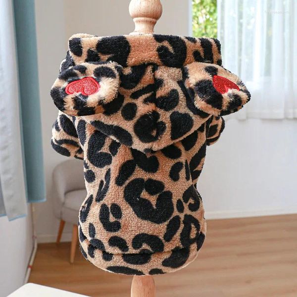 Одежда для собак леопардовая печеночная машина теплой две фута для собак для собак кошка осень и зимний припечаток одежды EST