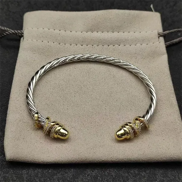 Модный дизайнерский браслет Dy Pearl Head Bracelets для женщин модный серебряный кабельный кабельный проволочный проволочный проволоки скрученные манжеты браслеты мужские подарки ZL123 B4