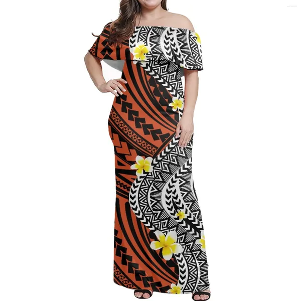 Partykleider unregelmäßiges Modedesign Samoan Tattoo Muster Frangeria Lady Cape Ruffenscheide Kleid Polynesischer Stammes Luxus Abendkleid