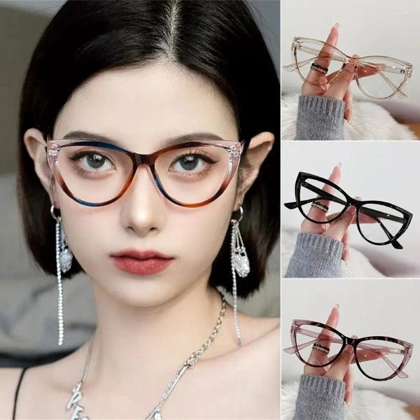 Sonnenbrille transparente Rahmen Anti-UV-Blau-Strahlen Brille Retro PC Sehversorgung flacher Spiegel Eyewear Ultra-leichte Brillen Frauen Mädchen