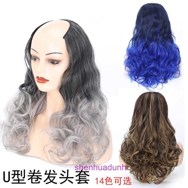 Designer Human Wigs Hair for Women em forma de U Half Head Wig Womens Médio Longo Curl de Pear Longa Longa com Fluffy Natural