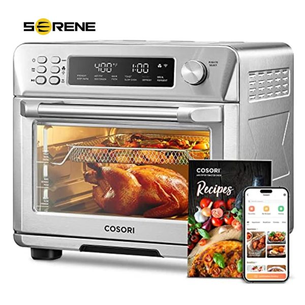 Fryers Cosori Air Fryer Toaster Soven Combo, 12IN1 Конвекционная столешница, нержавеющая сталь, умная, 6 -сковита