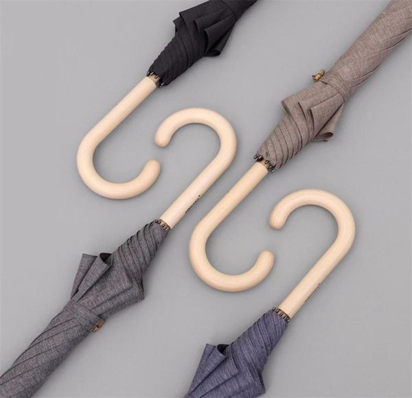 PARACASE Big Umbrella Rain Women Poplar Wood Long Handle Umbrella Men à prova de vento 8 Costhe