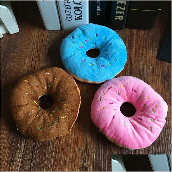 Giocattoli per cani mastica Donut P Squeaky Toy 3 Designs Opzionale consegna a goccia per la casa.