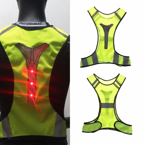 Luci ciclismo giubbotto riflettente led jogging esterno jogging dell'abbigliamento sportivo mesh visibilità traspirante con luci