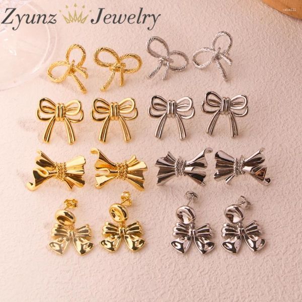 Orecchini per borchie 5 paia 2024 Cute Color Gold Bow per donne ragazze semplici Bowknot Butterfly Drop Cuckle Hoops Dichiarazione ebreo