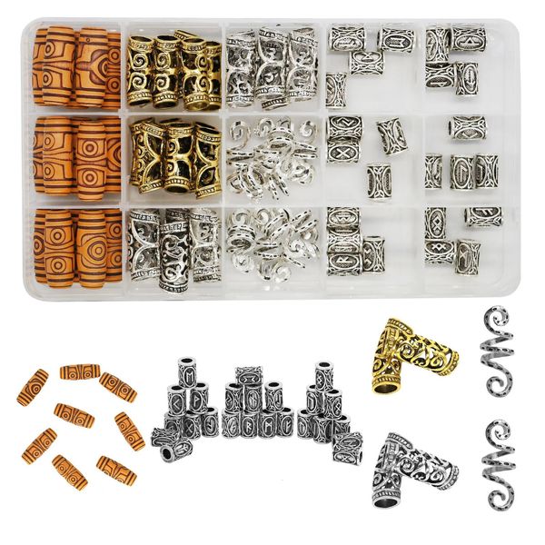 75pcs/caixa mix metal anel de mola de cabelo trança dreadlocks miçangas clipes acessórios de decoração de cabelo com caixa de armazenamento 240409