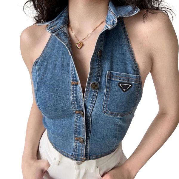 P*a*da designer tanques de jeans femininos top