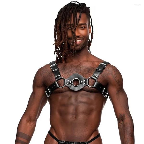 Reggiseni set gay rave imbracatura uomini punk in pelle punk rivetta bondage corpone alla cintura del torace giocattoli per biancheria intima di lingerie giarrettiera