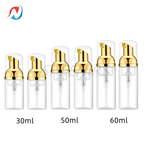 Düzelticiler 6pcs 30ml 50ml 60ml 60ml boş açık gümüş pompa köpük pompa şişesi, kirpik şampuanı için köpük sabun dağıtıcı, el sabunu, köpük temizleyici