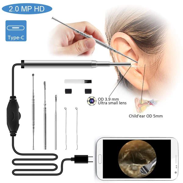Telecamera per endoscopi medici da 3,9 mm Mini ISPEZIONE USB Endoscopio USB per otg per il culo del naso a orecchio per telefono Android