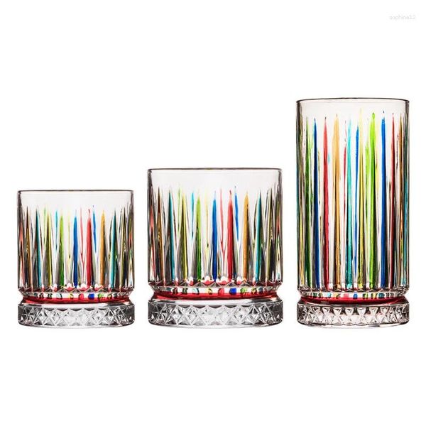 Weingläser Italienisch Zecchin Design farbiger Whiskyglas altmodische geschnitzte Kristallbecher Whisky Becher Bier Becher Großhandel