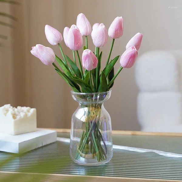 Dekorative Blumen High -End -Touch Feuchtigkeitsspendende Tulpensimulation Blumenpographie Requisiten Haus- und Wohnzimmer Arrangement Dekor Produkte