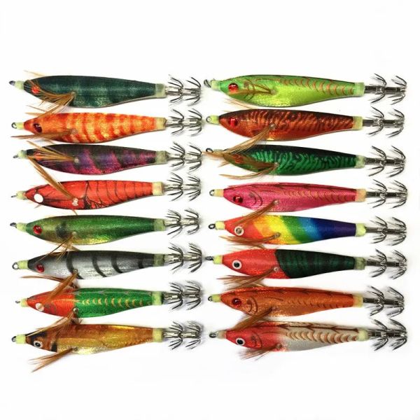 Accessoires 10pcs Luminous Holzgarnelen -Tintenfisch -Köder 10 cm 10 g künstlicher Jigging Fischerei Köder