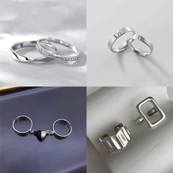 2 band PCs Punk Magnet Coppia Cuban Chain Charm Rings for Lovers Heart Atct Reghip Brazalete Gioielli G230327 G3037