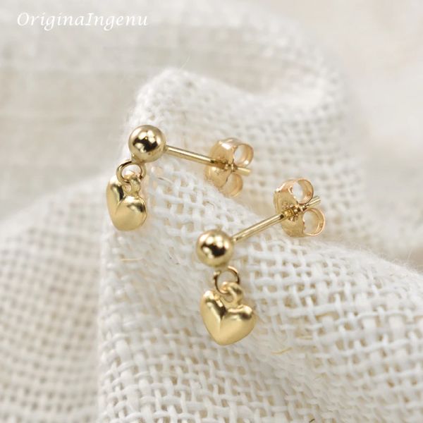 Orecchini 14K Oretti pieni di oro Pieciti di cuore Minimalismo Gioielli Oorbellen Brincos Vintage Pendientes Boho Orecchini d'oro per donne