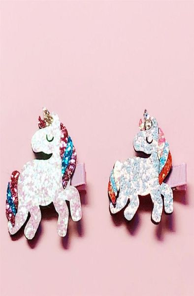 Fashion Cute glitter Unicorn Hairpins Holid Animal Horse Hair Clips Princess Cesto Accessori per capelli boutique 73498535372186