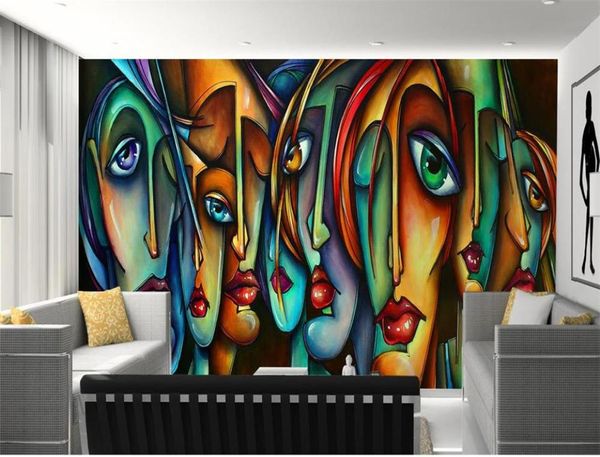 Tamanho personalizado 3D POPAPEL PO PAPELO DE ESTAÇÃO DO CAMENTO MURAL Picasso 3D Pintura a óleo Picture Sofá TV TV Papel de parede não tecido Wal9300183