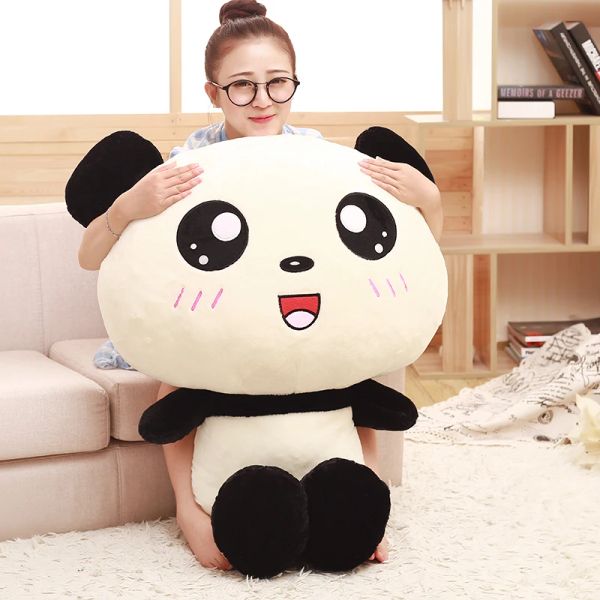 Puppen Super Kawaii Big Head Panda Plüschspielzeug ausgestopft Schönes Cartoon Bären Geschenk für Freunde Weiches Tier Kissen Weihnachtsgeschenk