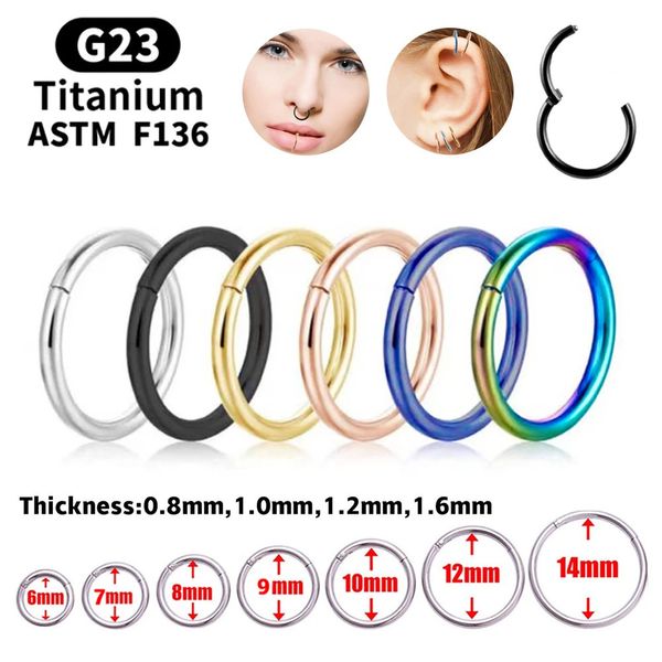 G23 Anelli nasali Clip per il corpo a colori misti Assicatore per donne uomini cartilagine piercing Gioielli Pieno lebbro Ear L Anello 240407