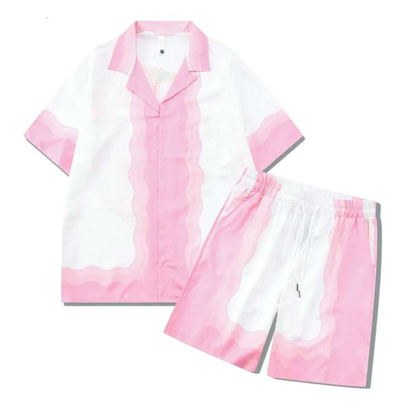 Designer Casual Pink Short Set Shirt Anzug Herren Neuankömmlinge 2024 lässig losen losen Kurzarm T -Shirts kurze Tee Beach Shorts Sommer Schwimmdesigner Herren Shirt FZ2404222