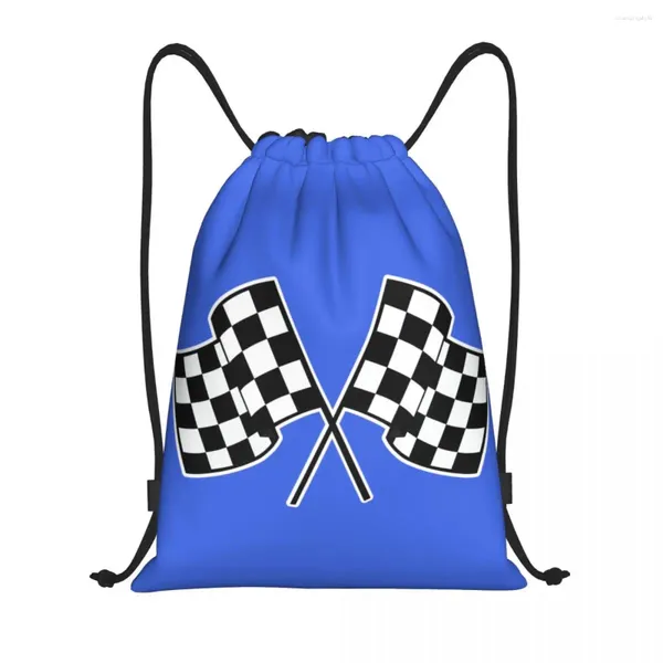 Bolsas de compras Pit Crew Flag silenciou Backpack Backpack Mulheres leves de corrida de corrida de carros esportivos SACKPACK SACKS SACKS para treinamento