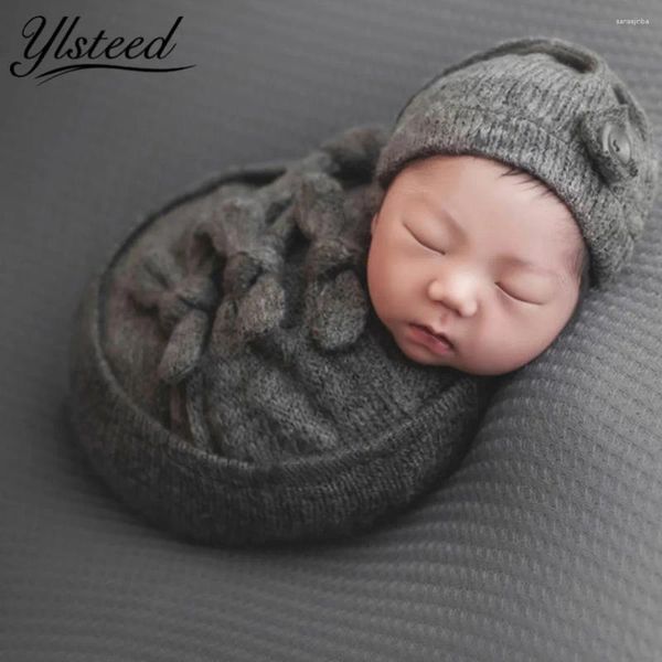 Coperte Ylsteed 7pcs Set Born Pography Props Infant Outfit Outfit Baby Stretch Top Top Knot Hat Head Abbollo Regalo per la doccia