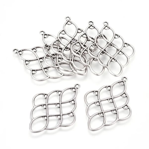 Colares 50pcs estilo tibetano Rhombus Chandelier Componentes Links Acessórios de Brincho de colar 51x36x2mm, orifício: 2mm f80