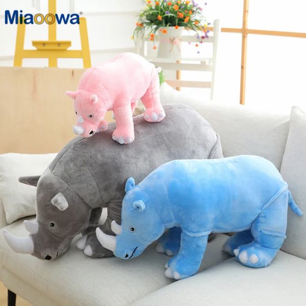 Puppen 40/60/80 cm Riese Plüsch Rhinoceros Spielzeug lebensechte gefüllte Tierkissen Zoo Dolls Baby Kissen Kinder Beschädigung Spielzeug Mädchen Geburtstag Geschenk