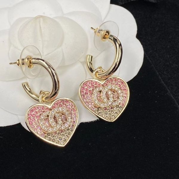 Brincos de coragem de coração 18k gancho de anel banhado a ouro com swarovski rosa rosa brincos de grife feminino desencadeado yout292h feminino