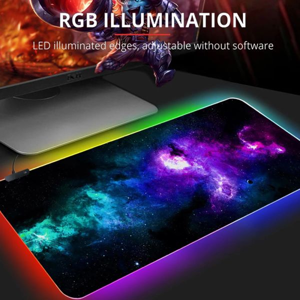 Pads Overse Space Demant Gaming нельзя резиновая мышиная панель компьютер большой геймер RGB светодиодный свет Big Mause Carpet PC Desk RGB Mat