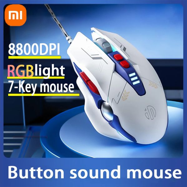 Topi Xiaomi W9 Versione Mecha Wired Gaming Mouse 8800DPI Silent Mouse Texture Glassone Regolazione DPI Regolazione DPI PROGRAMMA MACRO Custom Macro Office Mouse