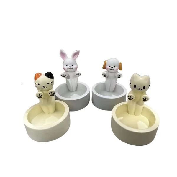 Titulares de desenhos animados Candle Creative Rabbit Resina Decorativa Kitten Warming Padas do castlear