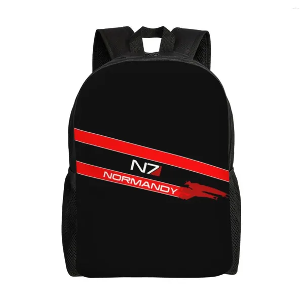 Backpack Normandy Video Game N7 para homens Mulheres resistentes à água da água Missa Effect Alliance Military Bag Print Bookbag