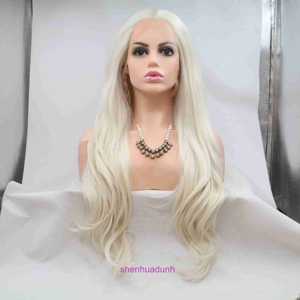 HD Body Wave evidenzia parrucche per capelli umani in pizzo in pizzo per donne grandi 60# cuffia da donna arricciata lunga con fibra chimica in seta ad alta temperatura Qingdao corrente