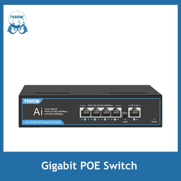 Switch Gigabit Switch Poe 5 porta 1000MBPS Network Switch Poe Ethernet LAN Desktop Hub per AP, CCTV, IP Camera WiFi Switcher Play Play